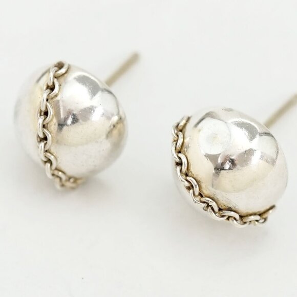 Tiffany & Co. Hardware Ball Chain Stud Earrings Silver 925 Auth w/Box d1142 - Picture 11 of 16